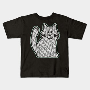 PEACE CAT STICKER | LIGHT GREEN, KELLY GREEN AND GRAY Kids T-Shirt